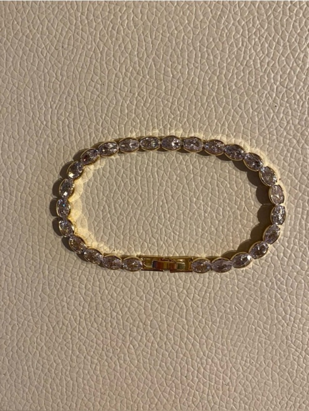 8CT Bezel Set Oval Cut Lab Created Diamond Tennis Bracelet 14K Gold Plated